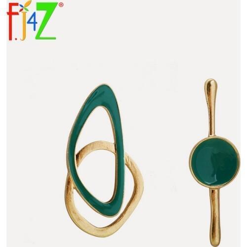 F.J4Z New arrival Fashion simple style Designed mismatched Earrings womens alloy enamel tribe stud Earrings For party C089