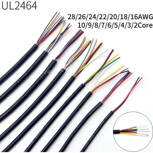 10M Sheath Wire Cable 28 26 24 22 20 18 16 AWG Copper Signal Cable 2 3 4 5 6 7 8 10 Core Soft Electron Audio Control Wire UL2464