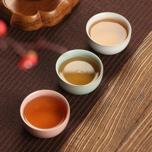Chinese Traditional Style Crackle Line Ceramic Teacup For Home Hotel Office Teahouse 125mL Retro Solid Color Kungfu Tea Cup
