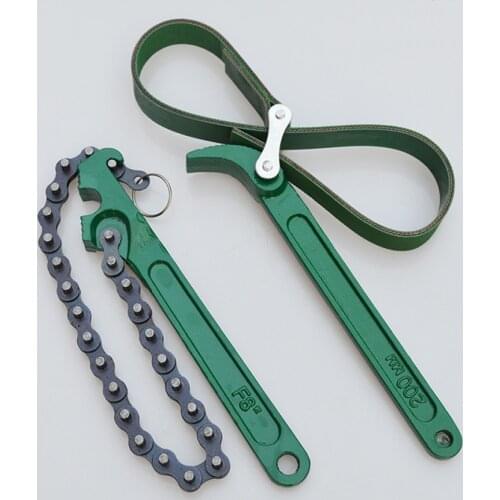 8" 12" Belt Chain Type Oil Filter Wrench Auto Tools Engine Box Oil Fuel Filter Wrenchs Spanner Key Removal Hand Tool