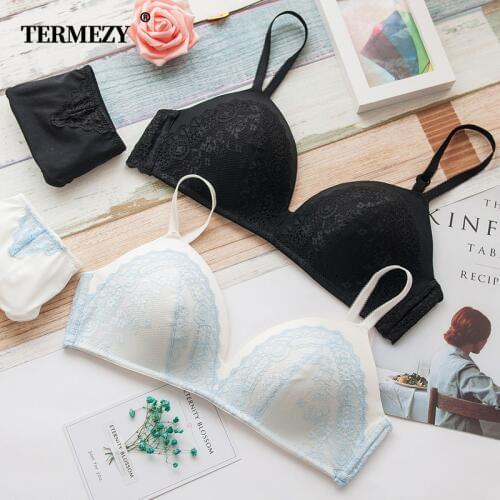 TERMEZY Wireless Bra set Lace Patchwork Lingerie Underwear Sets Women Brassieres New 2019 light Blue Pink Black Lingerie set