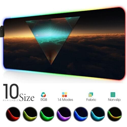 Abstract geometric landscape RGB Mouse Pad Black Gamer Accessories LED MousePad Gaming PC Desk Play Mat with Backlit Mause Pad
