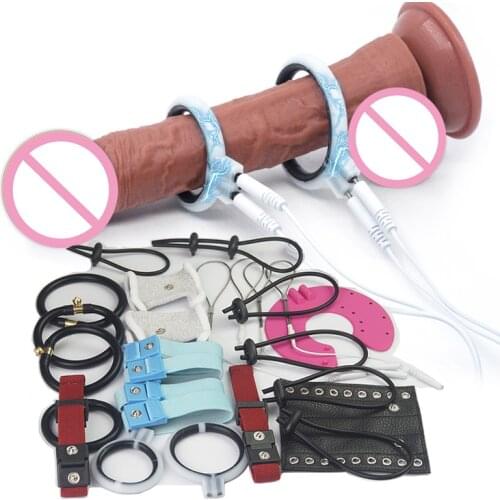 Electro Stimulation Massage Cock Ring,E-stim Delay Time Cockring,Electric Shock Penis Rings, Medical Themed Toys