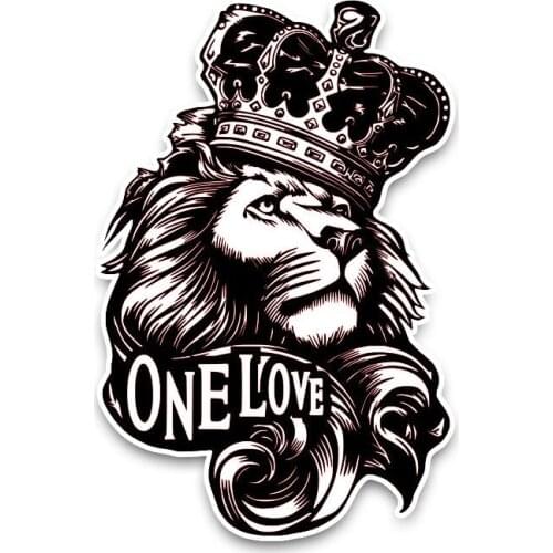 Fashion Car Sticker One Love Lion Crown Cover Scratches High Quality Animal Sunscreen Waterproof Decals PVC 15.3cmX10cm