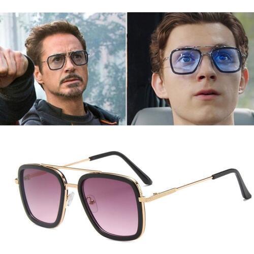 Fashion Steampunk Child Sunglasses Tony Stark Iron Man Sun Glasses Vintage Metal Eyewear Boy Steam Punk Sunglass UV400