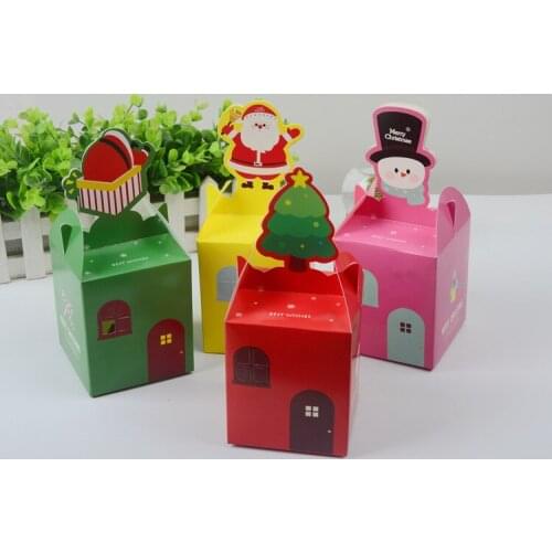 Cartoon gift Christmas Wedding candy fruit box colorful christmas box christmas eve apple folding cartons cute bag casual