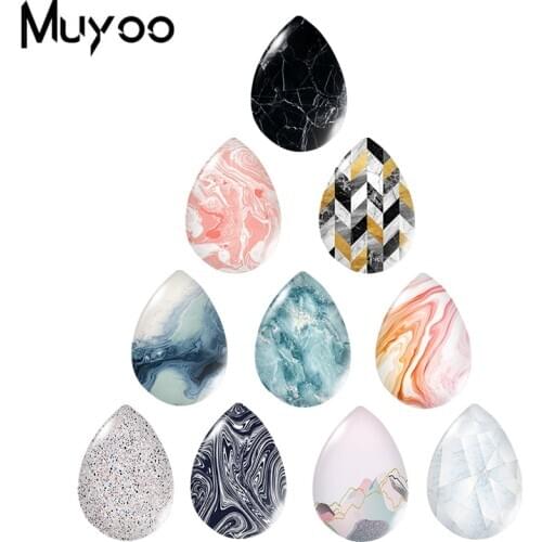 2020 New Color Background Marble Pattern Tear Drop Glass Cabochon Photo Jewelry Handcraft DIY Accessories