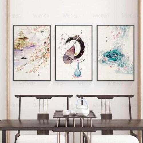 New Chinese Style Canvas Painting Ink Traditional Calligraphy Landscape Posters and Prints for Living Room Wall Art Pictures