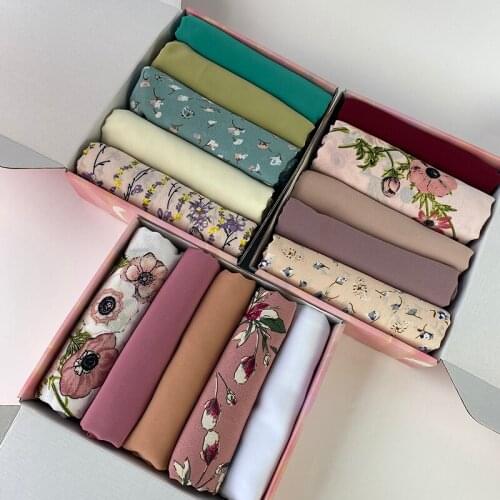 NEW WOMEN GIFTS BOX HIJABS HIAJBS SET CHIFFON SHAWLS