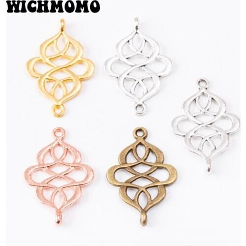 New 15pieces/bag 28*18mm Zinc Alloy Two Hole Chinese Knot Connector Charms Linker for DIY Earrings Necklace Jewelry Accessories