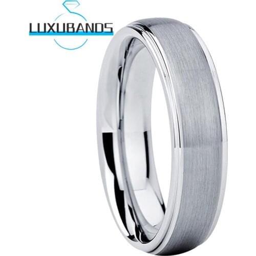 Wemens 6MM Wedding Rings For Men Center Stepped Edges Tungsten Engagement Domed Bands Brushed Finished Comfort Fit