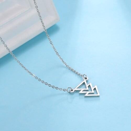 Cazador Fashion Hollow Three Triangles Stainless Steel Necklaces for Women Simple Gometric Necklace Jewelry Wedding Party Gifts
