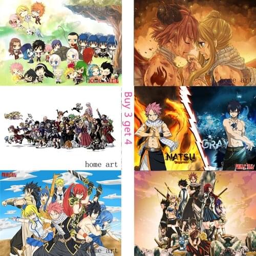 Fairy Tail Posters Anime Wall Stickers White Coated Paper Prints High Definition Home Decoration Livingroom Bedroom