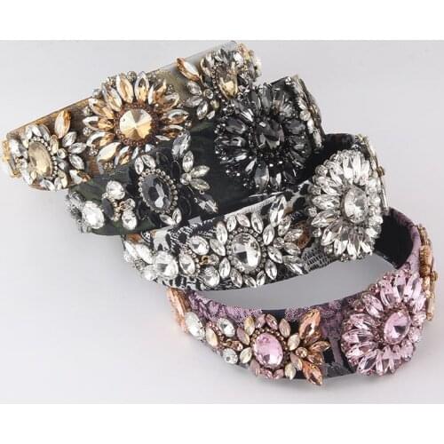 Baroque gorgeous flower headband New fashion flower cloth baroque inlaid rhinestone sun flower hair accessories headwear 931