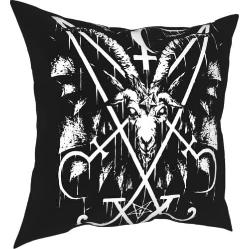Sigil Of Lucifer And Baphomet Square Pillow Case Polyester Decorative Pillow Vintage Pillowcover Home Decor