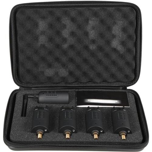 Lixada Wireless Digital Fishing Alarm Set Fishing Bite Sound Alert Kit Changeable Color LED Alarm Indicator with Portable Case