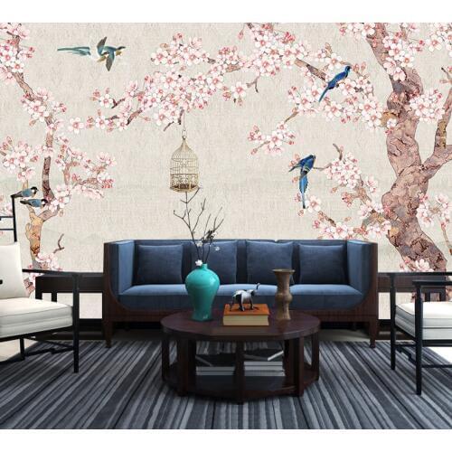 Custom Modern Tree Birds Flower Wallpaper Pattern Wallpaper Wall Mural For Bedroom Wall covering Home Decoration YM-YH7303
