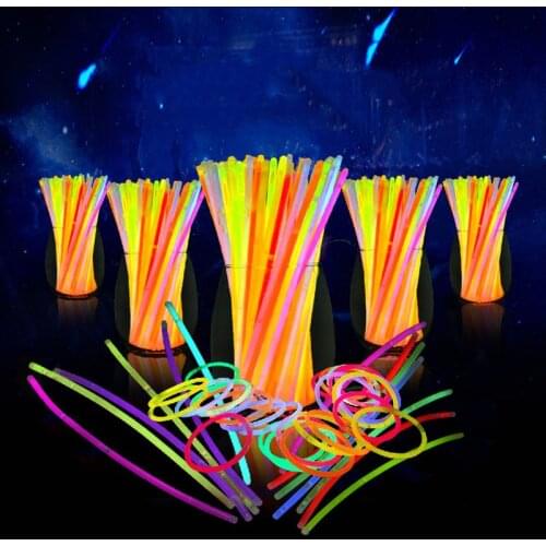 50/100PCS Party Fluorescence Light Colorful Glow Sticks Bracelets Necklaces Neon For Wedding Festive Vocal concert Home Supplies