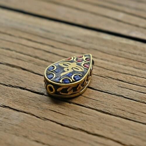 TZ-E03 Vintage Handmade Nepal beads Droplet Loose Spacer Copper Beads for DIY Bracelet Earring Charm Beads Jewelry Findings