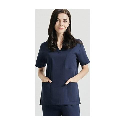 High Quality V-neck Scrub Tops Beauty Salon Nursing Elastic Waist Pants Unisex Breathable Surgery Uniform Medical