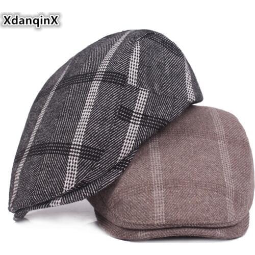XdanqinX Autumn Adult Womens Hat Cotton Warm Berets Literary Youth Fashion Hats Adjustable Size Retro Casual Mens Tongue Caps