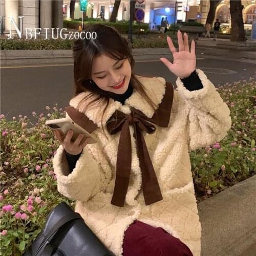 Japanese Style Imitation Lambswool Women Coat Streetwear Fluff Female Outwear