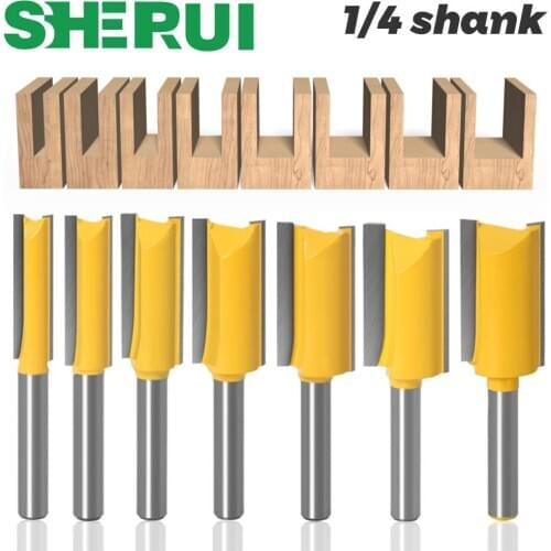 1pc 1/4 Shank Straight Bit Tungsten Carbide Single Double Flute Router Bit Wood Milling Cutter for Woodwork