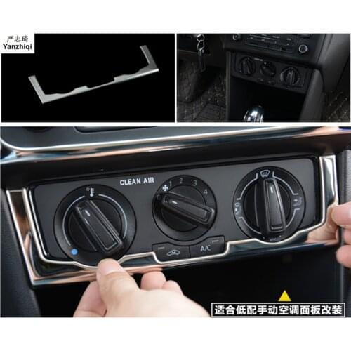 1pc Car stickers Stainless steel Manual air conditioning switch cover decoration Sequins for 2011-2017 Volkswagen VW POLO