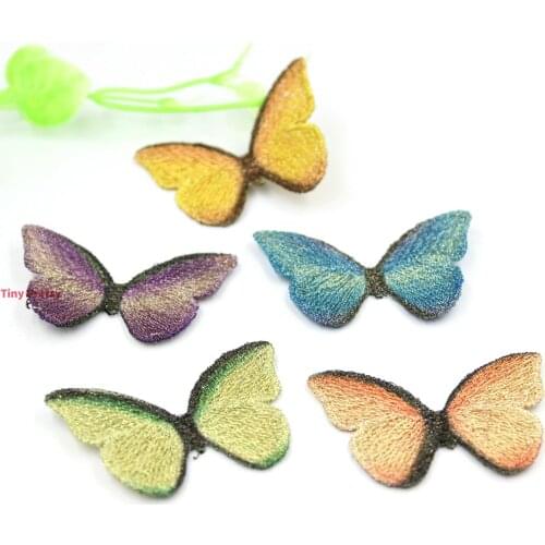 10PCS Embroidery Lace Gradient Butterfly Appliques for DIY Girl Headband, Wedding Hair Clips