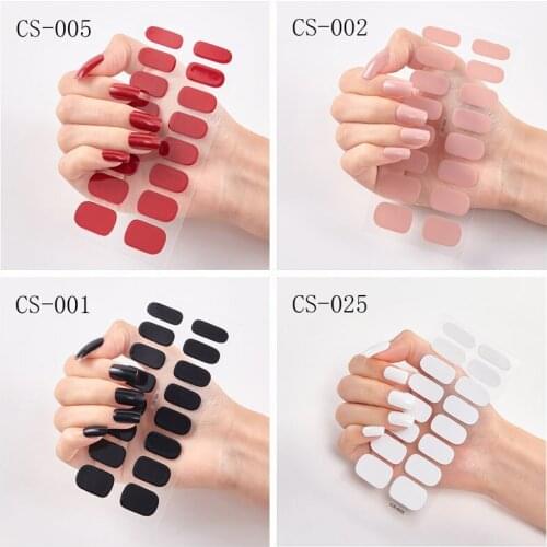 16 Tips/sheet Nail Art Sticker Full Covering Packaging Self-adhesive Nail Polish Decoration Beautiful Pure Color Manicure Tips