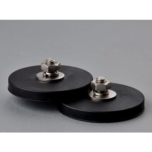 2Pcs 45KG Powerful Neodymium net Disc Rubber Costed D88x8Mm M8 Thread Surface Protecting LED Light Camera Car Mount net fo