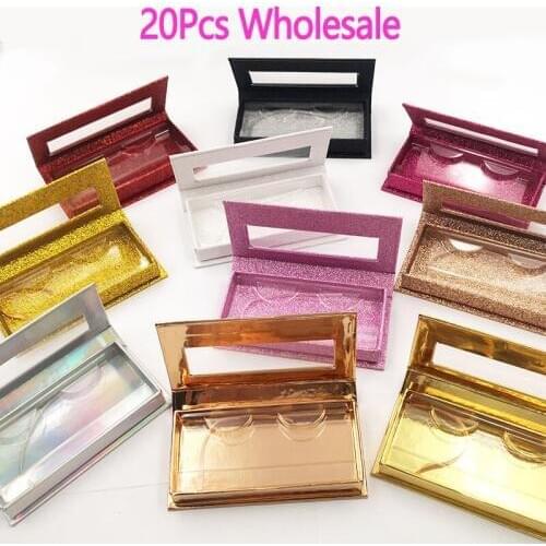 20pcs wholesale false eyelashes packaging box fake 3d mink lashes boxes faux cils strip Rectangle magnetic case empty