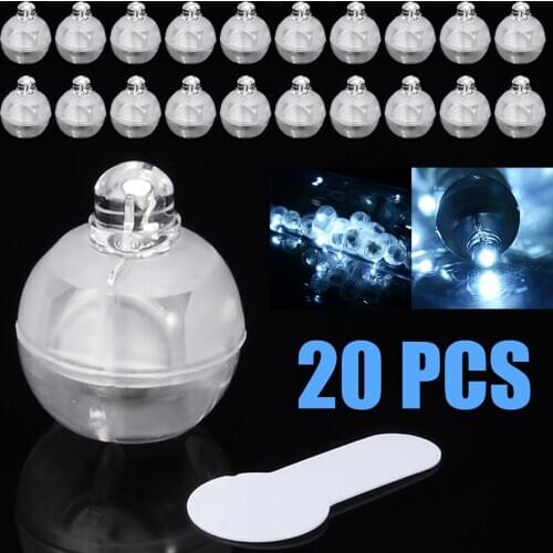 20pcs White Wireless LED Lights Round Mini Decorative Light For Bedroom Bolloon Vases Wedding Cake Decoration