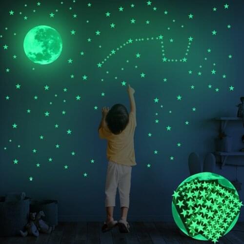 2020 New Style Wall Stickers, Glowing Stars Earth PVC Stickers Removable Wall Posters for Bedroom Living Room