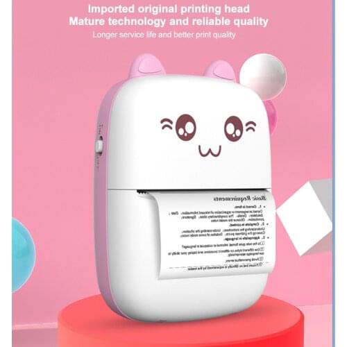 Cute Mini Portable Thermal Printer Pocket Students Receipt Pictures Office Wireless Bluetooth Photo Label With 1 Paper Roll