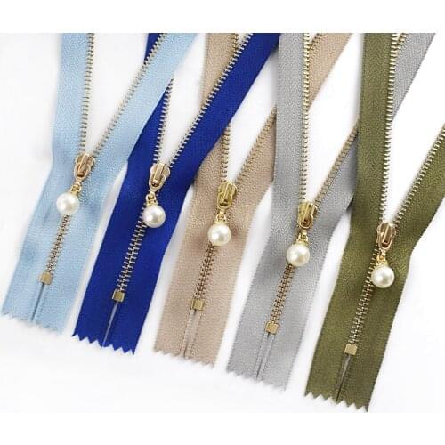 2Pcs 20cm 3# Pearl Metal Zipper Zippers Bag Clothes Close-end Zipper for Sewing Garment Jacket Coat Zips DIY Crafts Tools ZA110