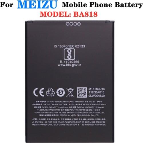 For Meizu BA818 Mobile Phone Battery 3000mAh Replacement Battery