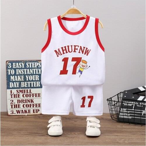 White Ball Clothing Children Set Summer Thin Sleeveless Boys Outfits Outdoor Sports Fashion 2pcs Kids Tracksuit 1-8 Years