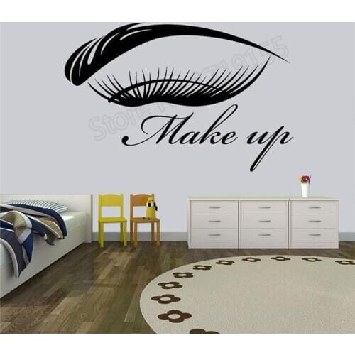 Eyebrows Eyelashes Makeup Sticker Salon Fashion Woman Eyes Decoration Wall Decals Vinyl sticker wall mural for living room ZW06
