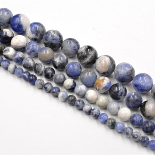 Natural Stone White Texture Sodalite Beads 4-12mm Loose Beads for Jewelry Making Charm Accessories DIY Fashion Free Shipping