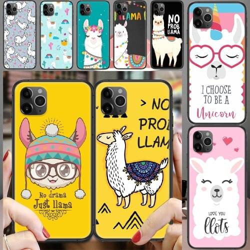 No Prob Lama Llama Alpacas Phone Case Cover Hull For iphone 5 5s se 2 6 6s 7 8 12 mini plus X XS XR 11 PRO MAX black 3D prime