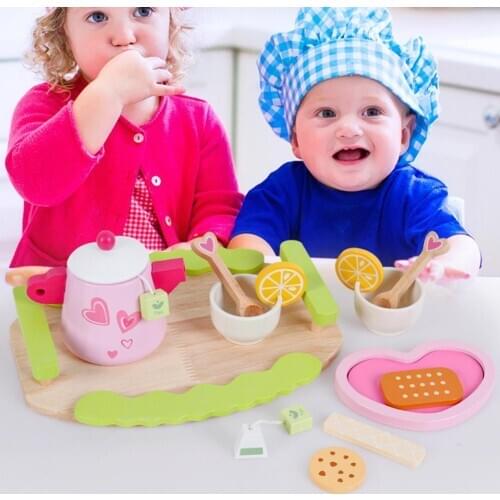 Wooden Simulation Tea Break Teaware Tableware Pretend Play Kids Educational Toy Children Education Toys For Kids Birthday Gift