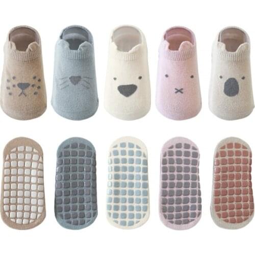 Soft Cotton Childrens Anti-slip Boat Socks For Boys Girl Animal flower Low Cut Floor Kid Sock Four Season 0 to 5 Yrs