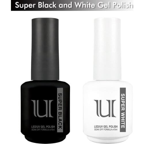 Super Black and White Semi-permanent Varnish 15ml Classic Gel Nail Polish Nails Art Basis Permanent Enamel Soak Off uv Gel lak