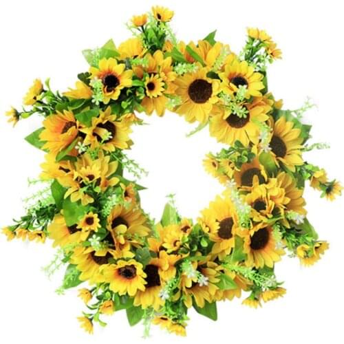 Artificial Sunflower Garland Simulation World Bee Day Foam Rattan Wedding Decoration Decor Wreath