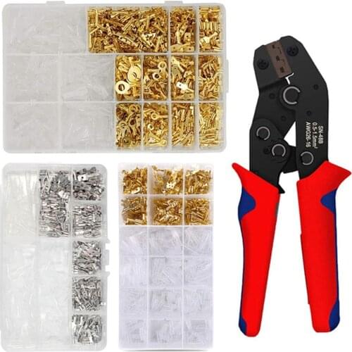 Insulated Female Male Spade Crimp Terminals 2.8/4.8/6.3mm Sleeve Wire Wrap Connector And Insulated Sleeves Kit and Pliers