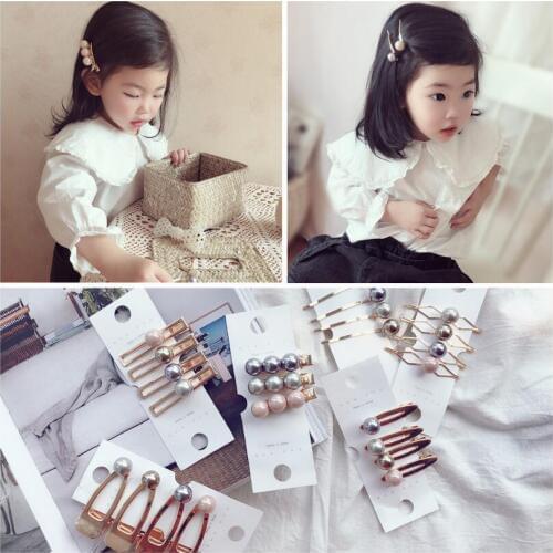 Jolly S 4pcs/set boutique Pearl hair clips for girls woman ins fashion hairpin kids hairpins girls hair accessories