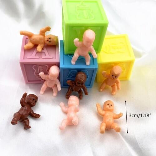 60Pcs 1.2" Mini Plastic Baby Dolls Favor Supplies for Baby Shower and Ice Cube Game Infant Toddles Bathing Figure Model Toys