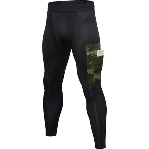 Men Sports Training Tights Camouflage Pocket Pants Male Compression Running Joggers Fitness Trousers Yoga Leggings
