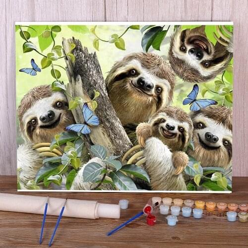 Animal Sloth DIY Paint By Numbers Kit Oil Paints 40*50 Paiting By Numbers Paintings Crafts For Adults For Drawing Wholesale